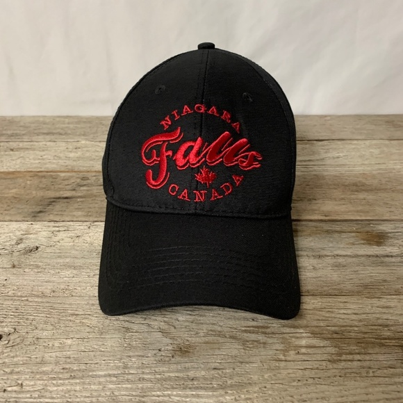 Niagara Falls Canada Baseball Cap Adult Adjustable Embroidered Black Red Hat - Picture 1 of 7